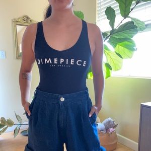 Dimepiece Black One Piece Tank Bodysuit